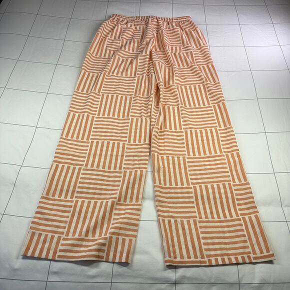 Grey Bandit Pants Womens Large Orange Striped Wide Leg Palazzo Resort Boho New - Picture 2 of 13